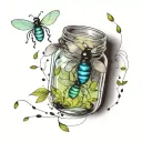 fireflies in a jar tattoo design idea
