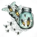 fireflies in a jar tattoo design idea