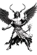 Archangel Michael fights against Lucifer tattoo design idea