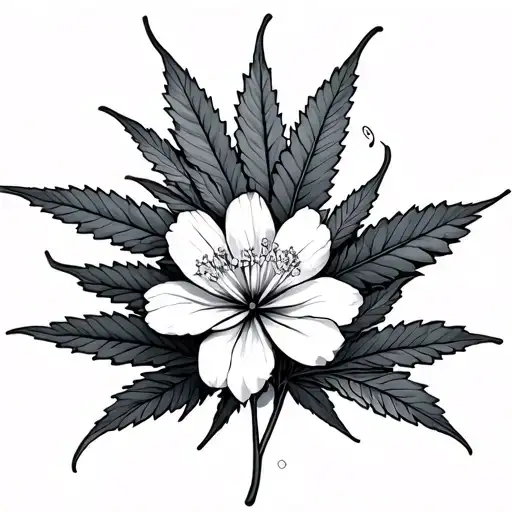weed, music, sakura flowers tattoo design idea