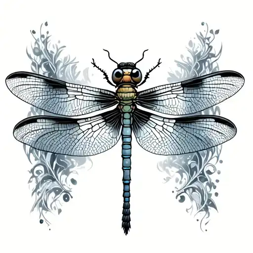 Dragonfly in the middle of philosophy logo tattoo design idea