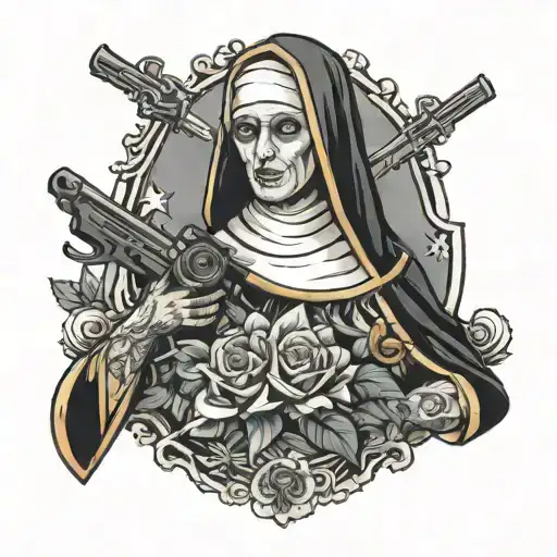 Nun With A shotgun  tattoo design idea