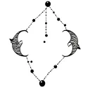 Libra and Pisces constellation tattoo design idea