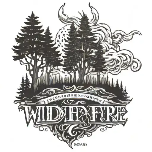 wildfire with words "Refined by fire - October 5, 2024" tattoo design idea