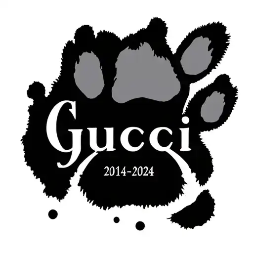 "Gucci 2014-2024" dog paw print tattoo design idea