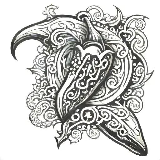 cornicello pepper with cyber sigilism designs inside the shape tattoo design idea