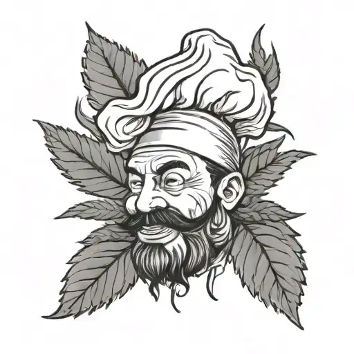 chef tattoo with marijuana leaf intertwined tattoo design idea