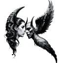 Angel And Devil Whispering In Ear tattoo design idea