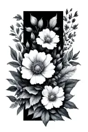 minimalist feminine tattoo design floral composition representing the family tattoo design idea