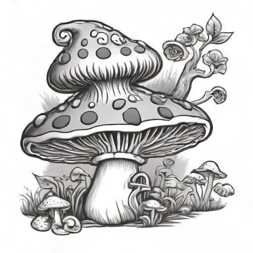 Alice In Wonderland Mushroom tattoo design idea