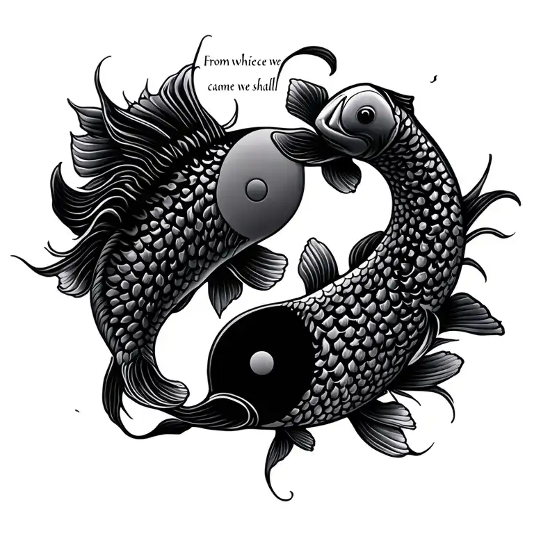 "From whence we came we shall" Yin and Yang koi fish tattoo design idea