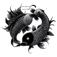 "From whence we came we shall" Yin and Yang koi fish tattoo design idea