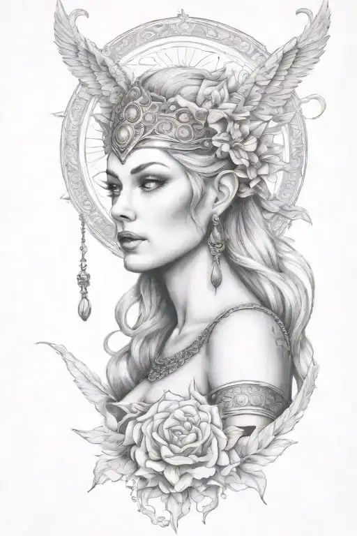 freya goddess tattoo design idea