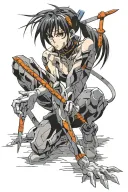 rei from neon genesis evangelion with trident stabbing her tattoo design idea