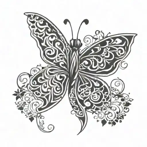 semi colon butterfly cancer awareness ribbon tattoo design idea