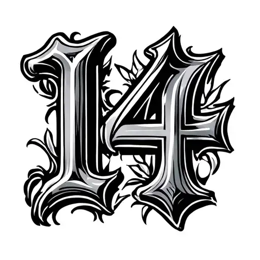 Roman Numeral 14 tattoo design idea