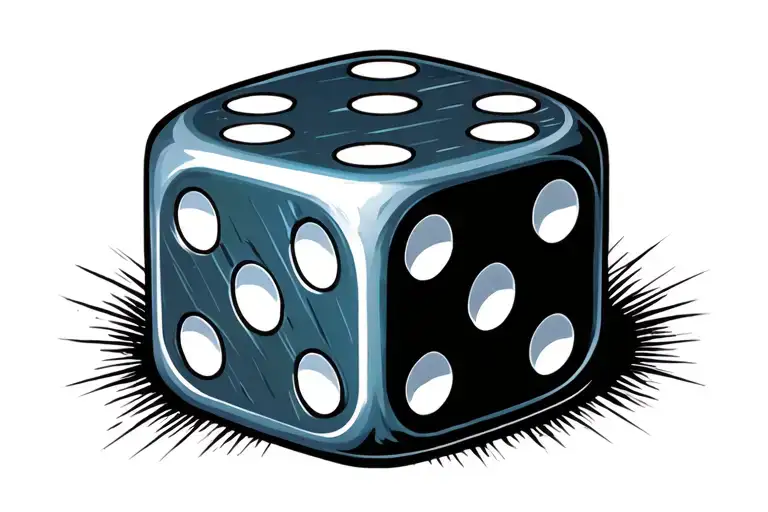dice rolling number 5 tattoo design idea