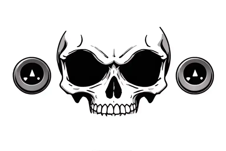 voodoo skull  button eyes tattoo design idea