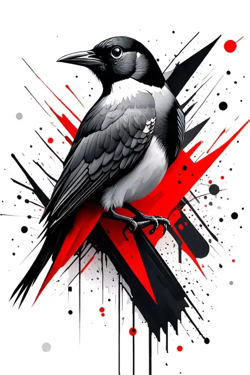 swift bird in a geometric black and red pattern tattoo design idea