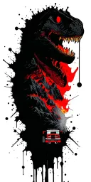 map with landmarks with road, mountains, trex fire truck, mountain bike drum set, cassette tape, book on fire, tattoo design idea