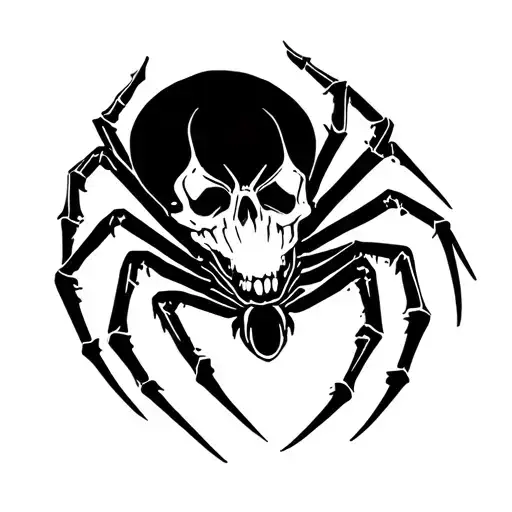spider skull bone death tattoo design idea