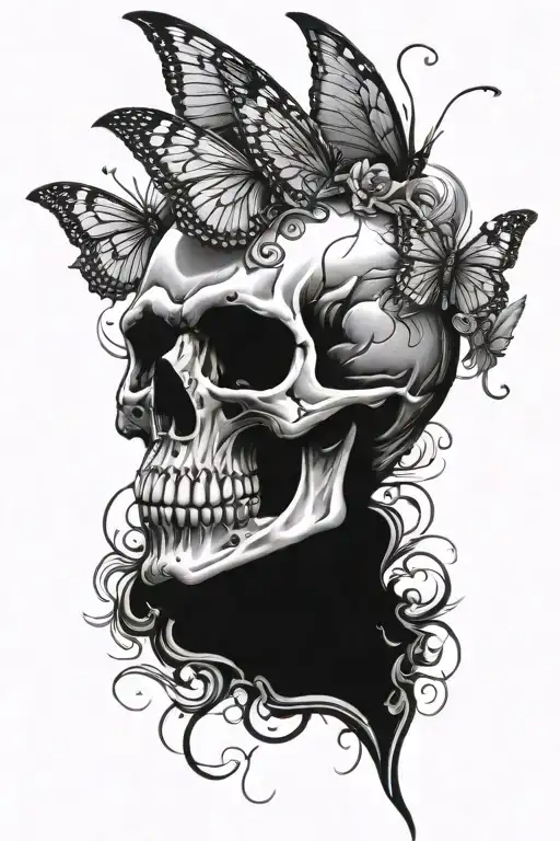 skull and fairy tattoo design idea