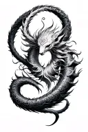 9 tailed tattoo combined with cancer zodiac tattoo design idea