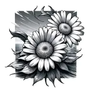 sunshine with wave and a daisy flower tattoo design idea