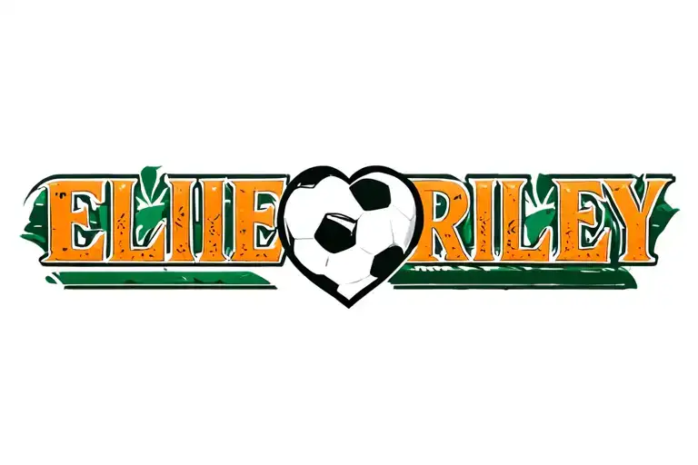 ivory coast country tradition of soccer heart shape engrave Ellie and Riley  tattoo design idea