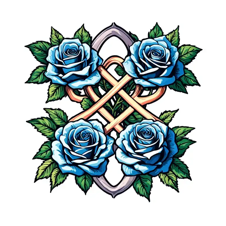 cross roses infinity symbol made tattoo design idea