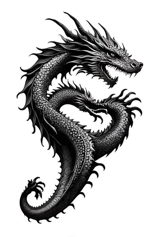 oriantal dragon intertwined tattoo design idea