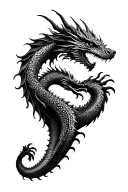 oriantal dragon intertwined tattoo design idea