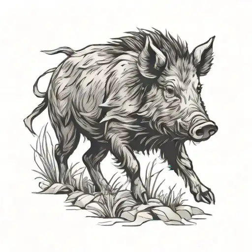 wild boar tattoo design idea