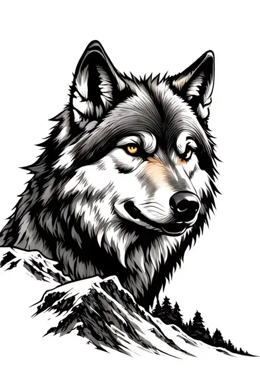 wolf holwing on a mountian top tattoo design idea
