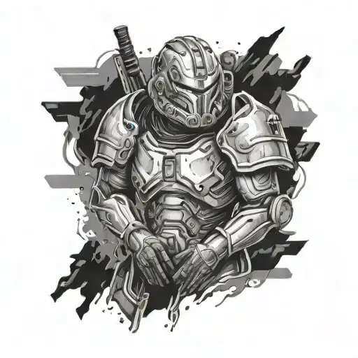doom slayer half sleeve tattoo design idea