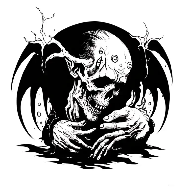 Seven major sins that are the sins of greed and laziness are more prominent and fantasy and scary and mysterious. tattoo design idea