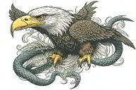 Eagle fighting snake tattoo design idea