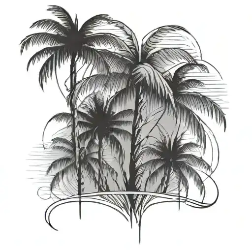 Fine Line Palm Tree tattoo design idea