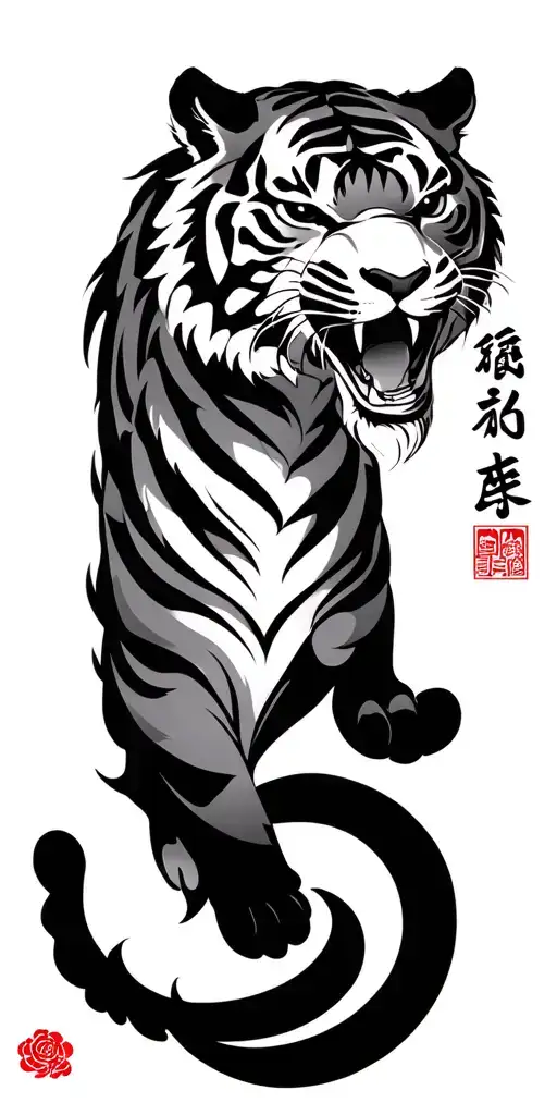 "史蒂芬" "史蒂芬" Chinese year of the tiger surrounded tattoo design idea