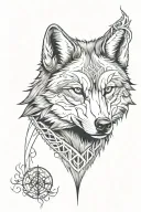 wolf with cross tattoo design idea
