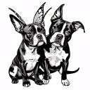 fairy and staffordshire bull terrier playing tattoo design idea