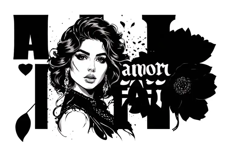 "amor fati" Gangster woman tattoo design idea