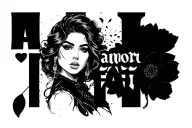 "amor fati" Gangster woman tattoo design idea