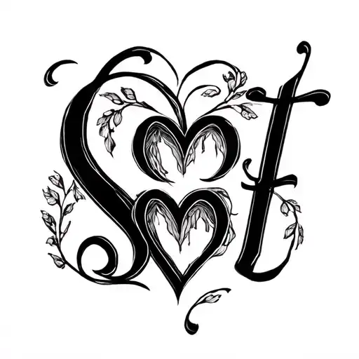 The letters from Groß to Klein start with S r c t m n t l with heart tattoo design idea