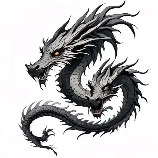 Twin Dragon tattoo design idea