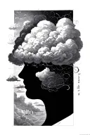 cloud that represents thinking, without human face, over it word cogito, philosophy insipred tattoo tattoo design idea