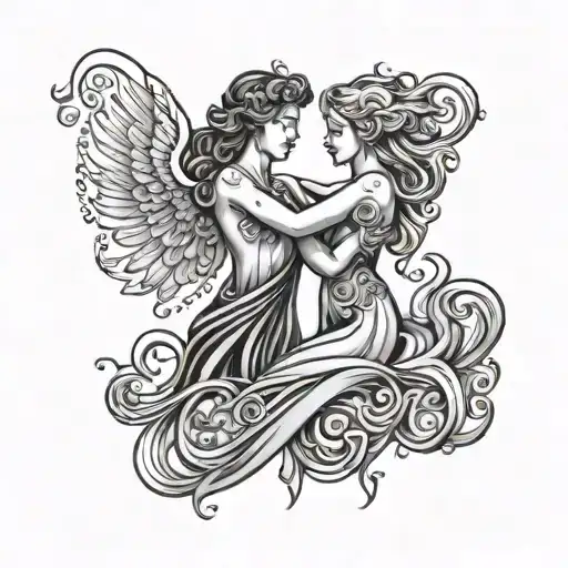 aquarius and virgo love symbol tattoo design idea