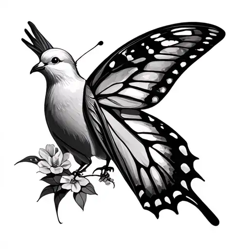 Dove And Butterfly tattoo design idea
