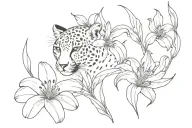 cheetah and tiger lily flower tattoo design idea