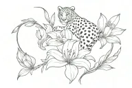 cheetah and tiger lily flower tattoo design idea